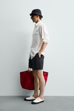 ZARA X AARON LEVINE РУБАШКА СВОБОДНОГО КРОЯ С КАРМАНАМИ, БЕЛЫЙ