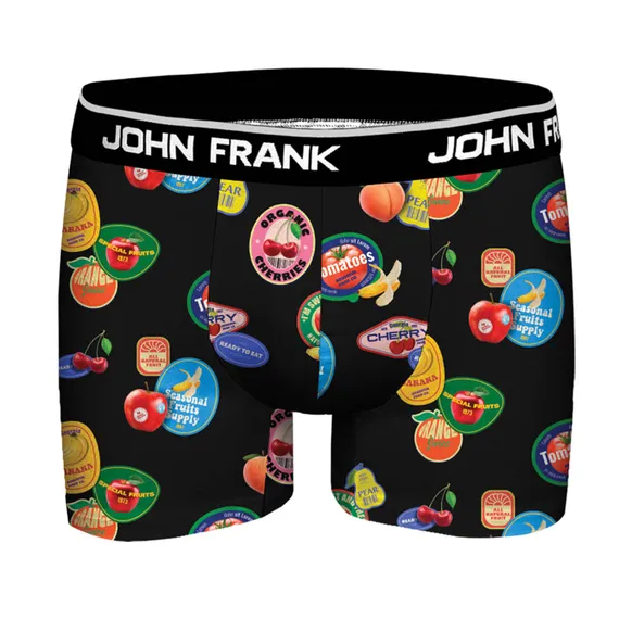 Мужские трусы боксеры черные с принтом JOHN FRANK JFBDMOD148-FRUITS