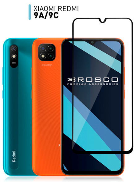 Защитное стекло ROSCO для Xiaomi Redmi 9A;Xiaomi Redmi 9C оптом (арт. XM-R9C-FSP-GLASS-BLACK)