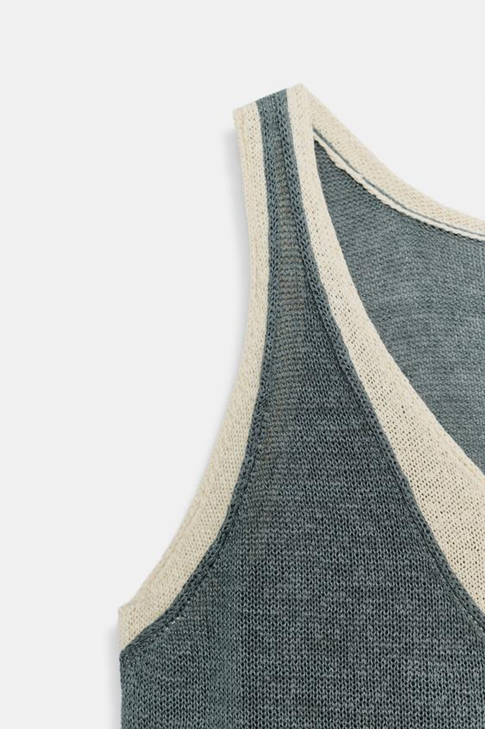 ZARA КОМБИНИРОВАННЫЙ ТРИКОТАЖНЫЙ ТОП, СИНИЙ