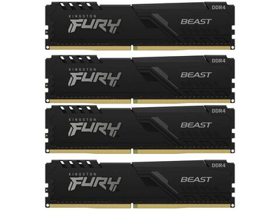 Оперативная память Kingston Fury Beast Black KF432C16BBK4/32, DDR4 4х 32ГБ 3200 МГц, DIMM, RTL