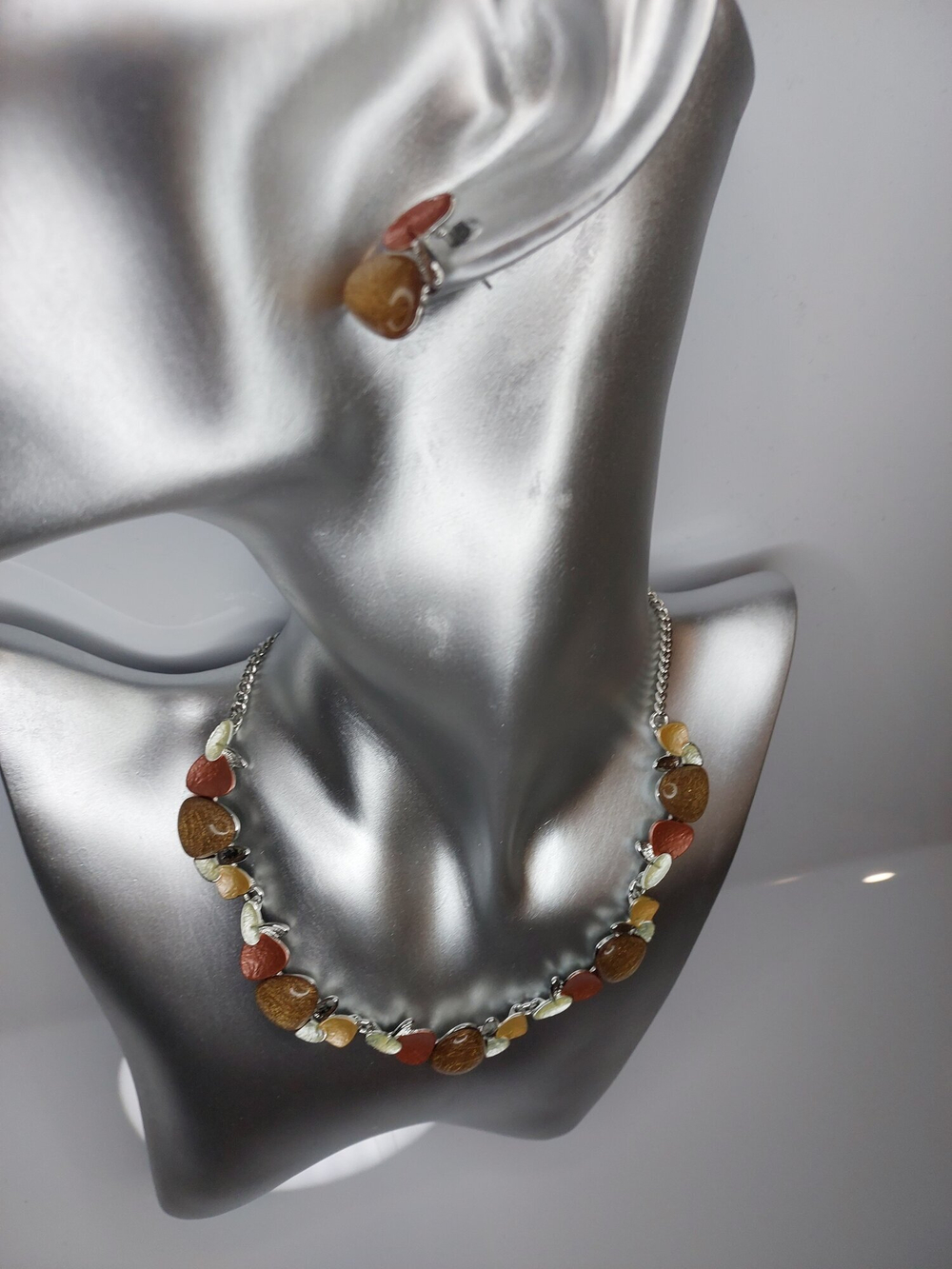 Комплект бижутерии.Набор, комплект серьги и колье "Морская фантазия"