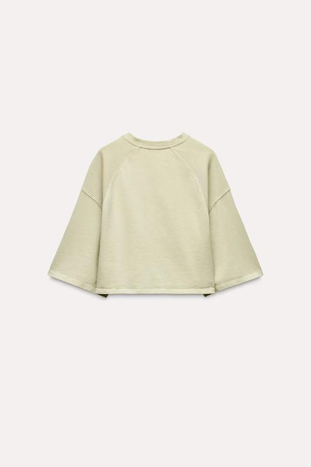 ZARA КРОП-ТОП ИЗ ТКАНИ С ЭФФЕКТОМ ПОТЕРТОСТИ, СВЕТЛО-ЗЕЛЕНЫЙ