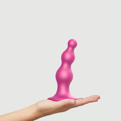 Фаллоимитатор Strap-On-Me Dildo Plug Beads Framboise металлик M, 15 см