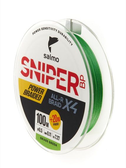 Леска плетёная Salmo Sniper BP ALL R BRAID х4 Grass Green 120 м, 0,11 мм