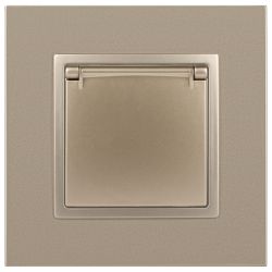 Розетка ЭРА Elegance 14-2103-04 с заземлением 2P+E Schuko со шторками с крышкой 16A-250В IP20 шампань