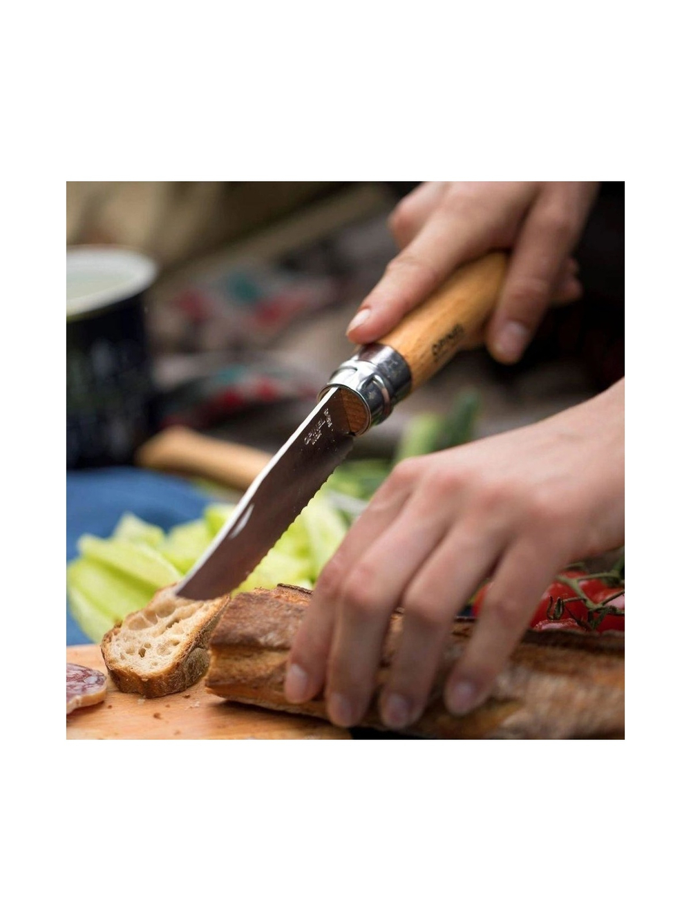 Нож Opinel №12, нержавеющая сталь, рукоять из бука, серрейторная заточка, 002441