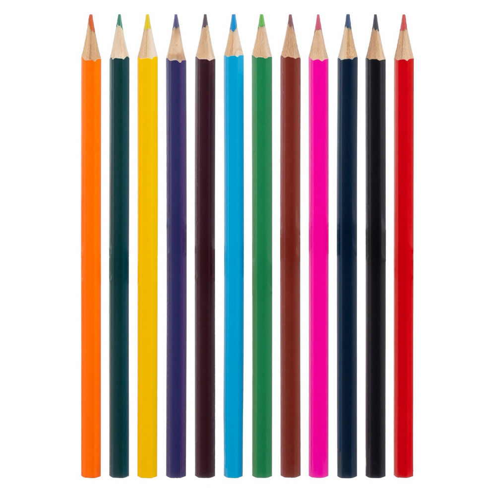 Карандаши цветные, Basir, деревянные, серия "Панда", цветная упаковка, 12 шт