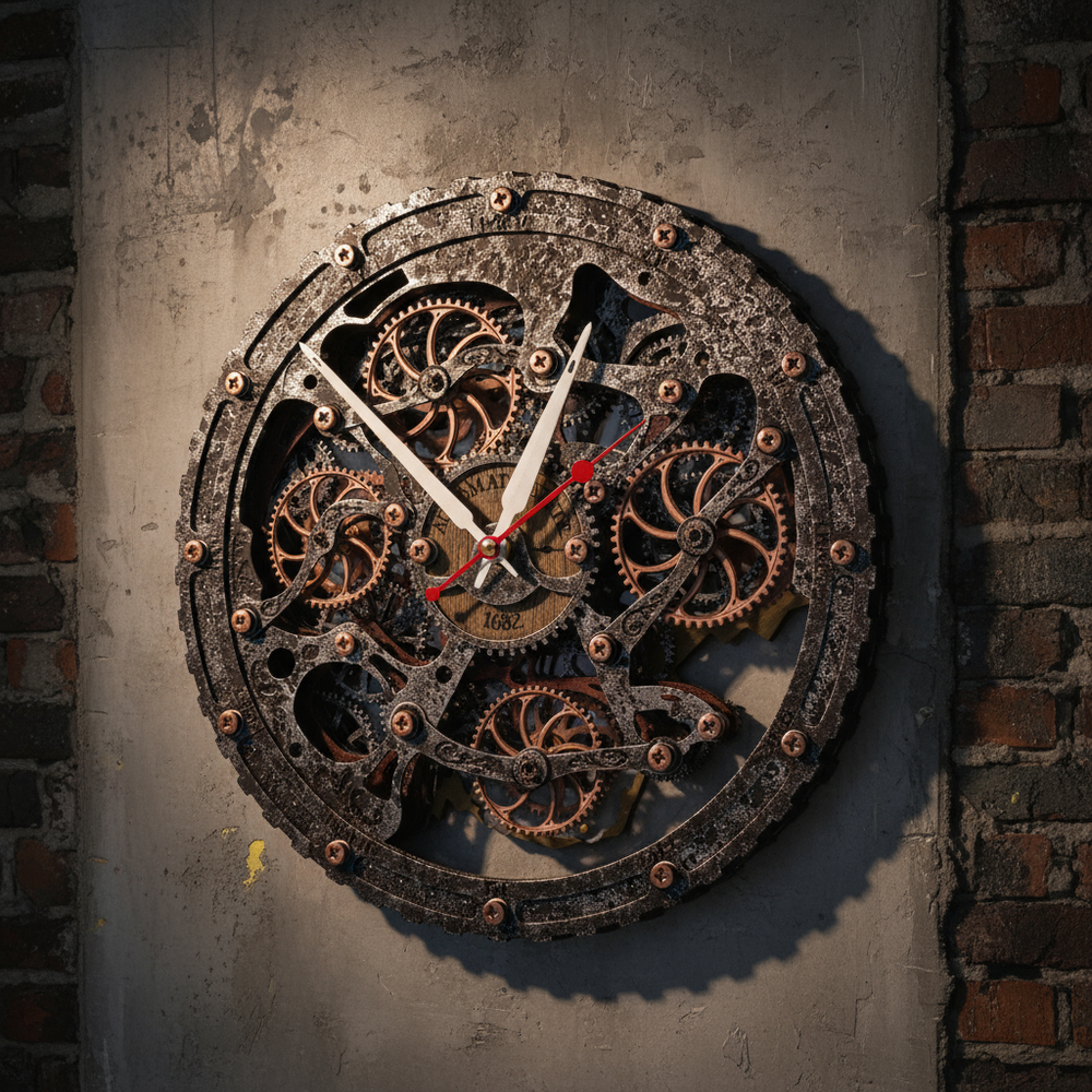 Автоматон Bite 1682 Circle Старый металл – настенные часы в стиле стимпанк