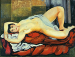 Моисей Кислинг. 1919. Лежащая обнаженная на белой простыне (Reclining Nude On White Sheet). 46 х 61. Холст, масло. Частное собрание.