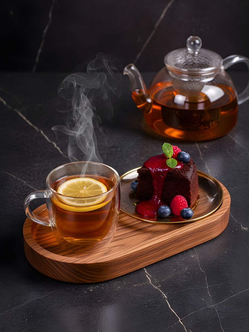 Чайный поднос деревянный овальный