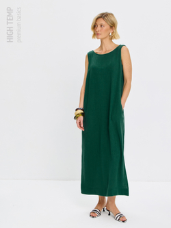 Льняной сарафан макси с карманами