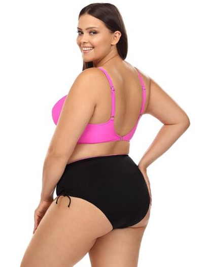 Розово-черный раздельный купальник plus size (Размер: 90C/44) (Цвет: розовый с черным)