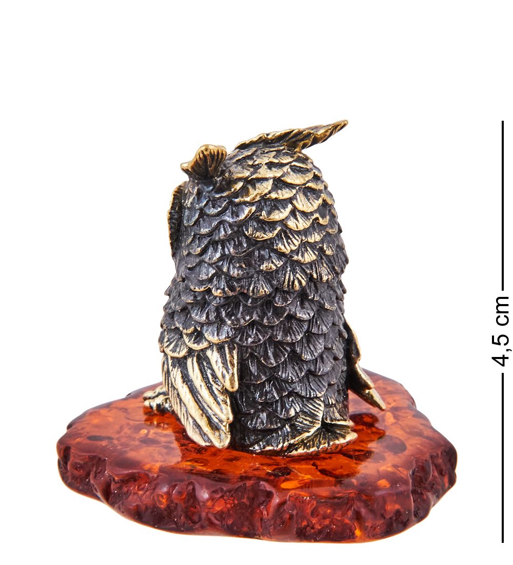 AM-3704 Фигурка «Птица Сова Гермес» (латунь, янтарь)