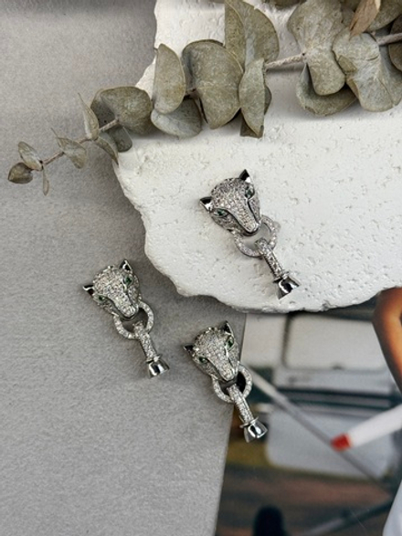 Замочек под ювелирный тросик "Гепард" с цирконами, родий