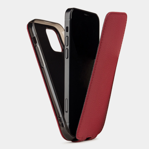 Чехол для iPhone 12 Pro Max из натуральной кожи теленка, вишневого цвета