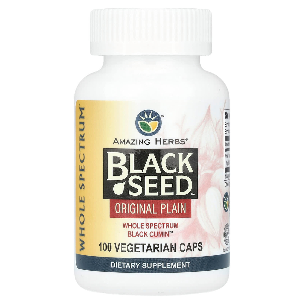 Amazing Herbs, Black Seed™, оригинальный состав без добавок, 100 вегетарианских капсул (475 мг в 1 капсуле)