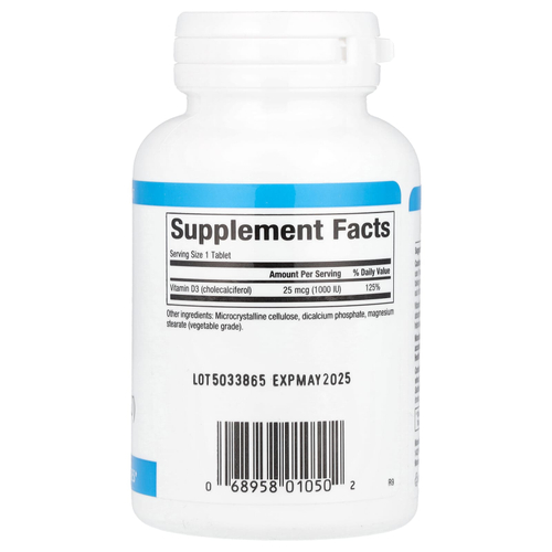 Natural Factors, витамин D3, 25 мкг (1000 МЕ), 90 таблеток
