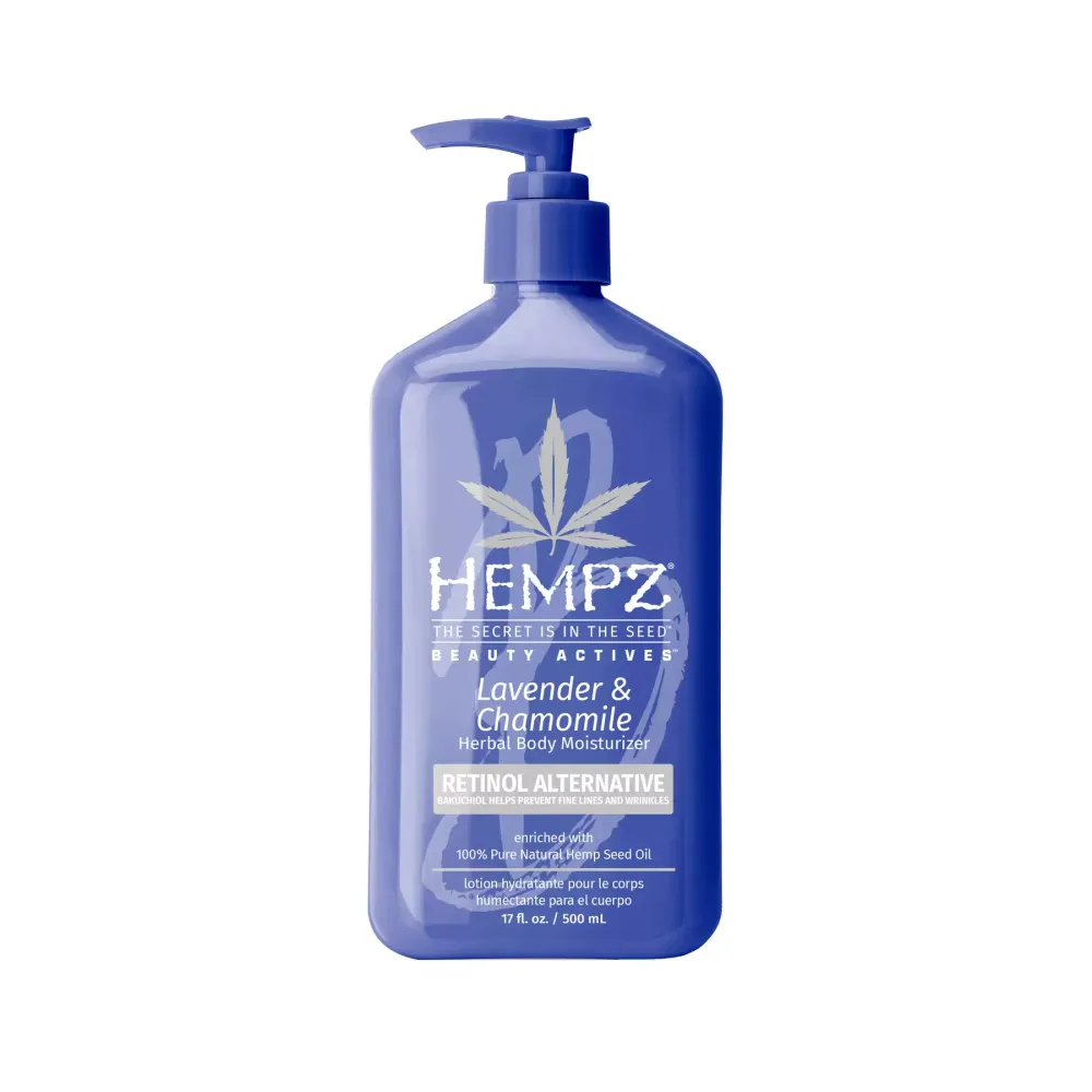 Hempz lavender &amp; chamomile herbal body moisturizer retinol alternative enriched with 100% pure natural hemp seed oil 500ml