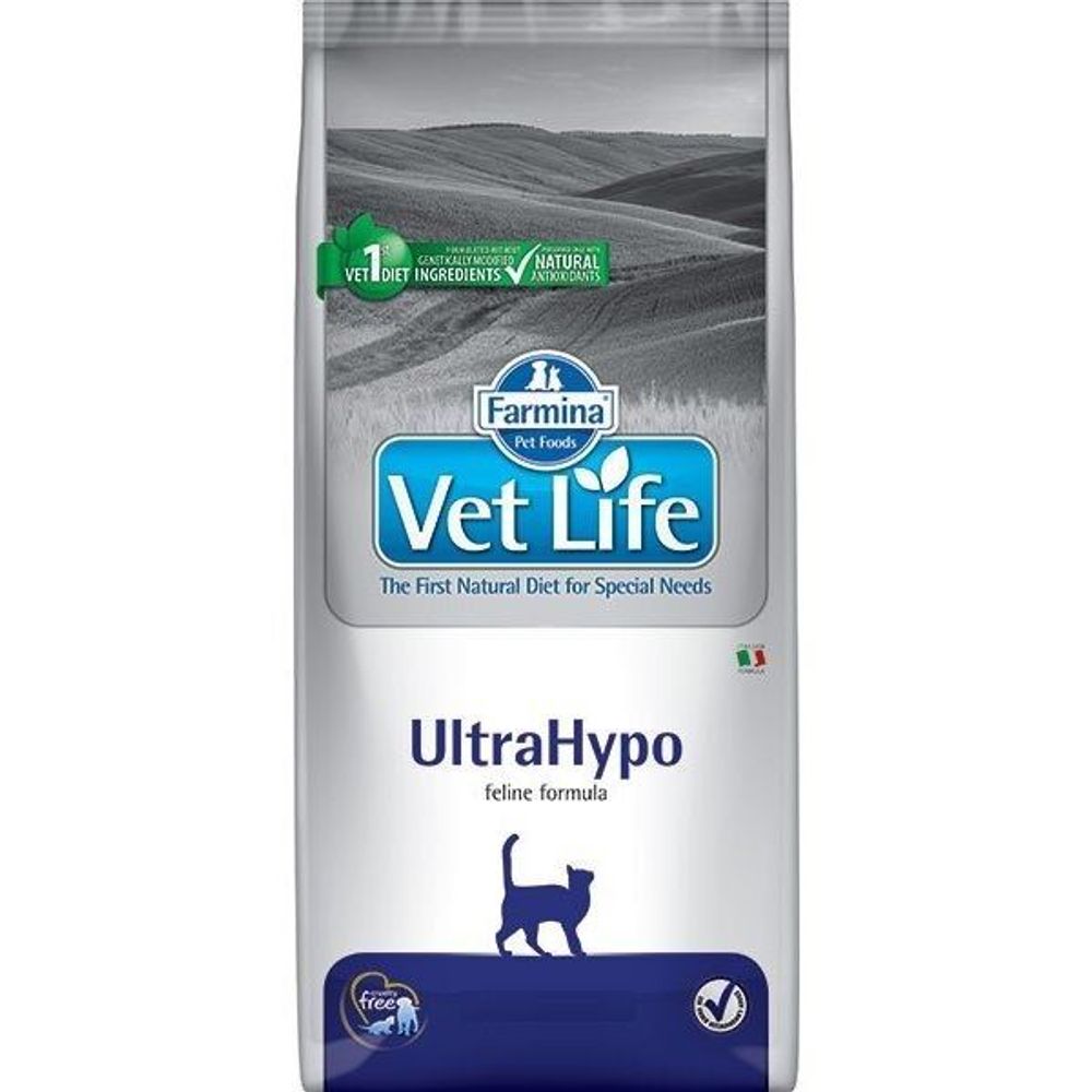Сухой диетический корм Farmina Vet Life ULTRAHYPO для кошек при пищевой аллергии или пищевой непереносимости 5кг