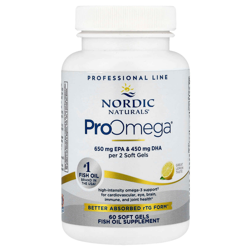 Nordic Naturals, ProOmega®, лимон, 60 мягких таблеток (640 мг на мягкий гель)