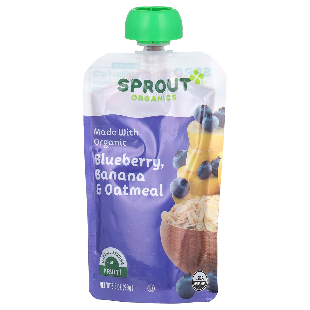 Sprout Organics, детское питание от 6 месяцев и старше, голубика, банан и овсянка, 99 г (3,5 унции)