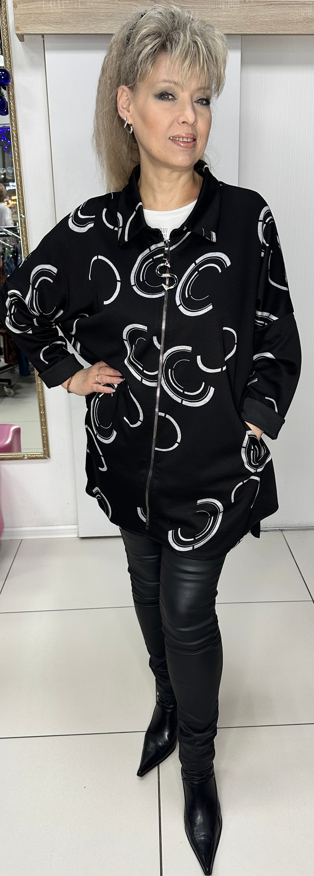 Туника - рубашка с оригинальным фасоном на молнии