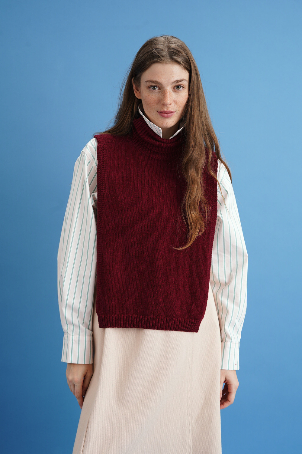 Манишка из кашемира с мериносом цвета бордо ПРЕДЗАКАЗ