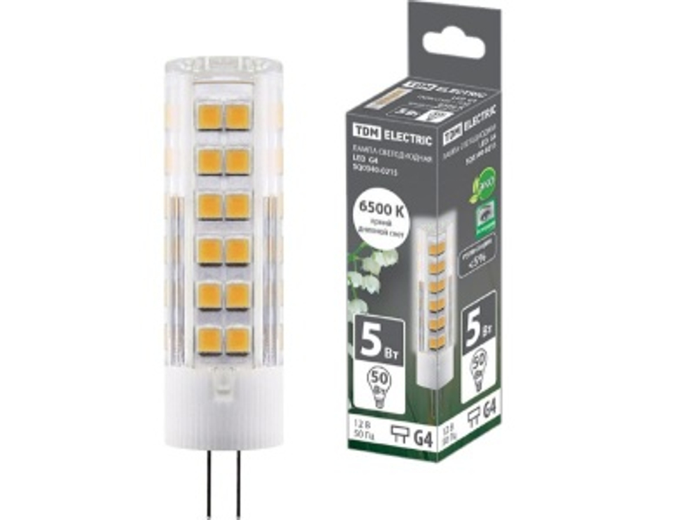Лампа светодиодная G4 5W AC/DC 12V 6500К SMD 16*57мм  TDM