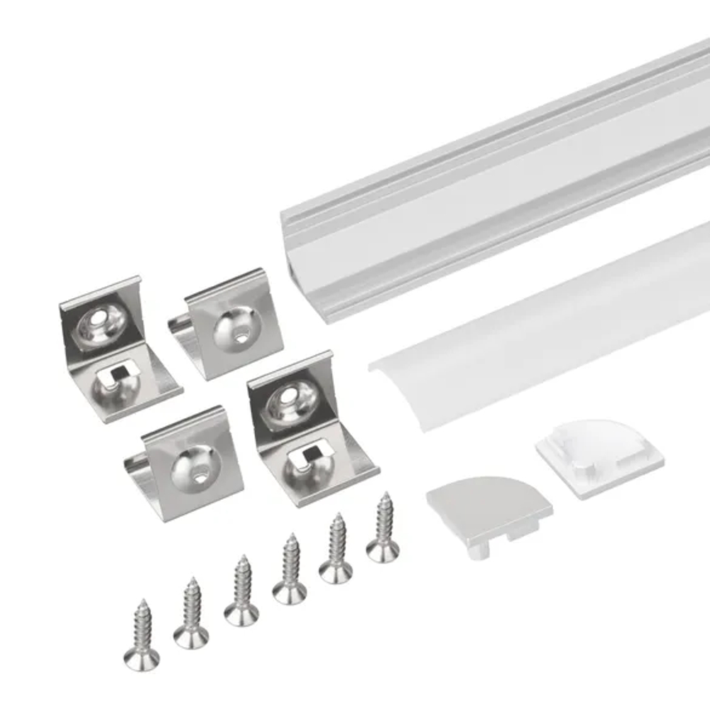 Профиль с экраном SL-KANT-H16-2000 ANOD+OPAL (Arlight, Алюминий) 036843