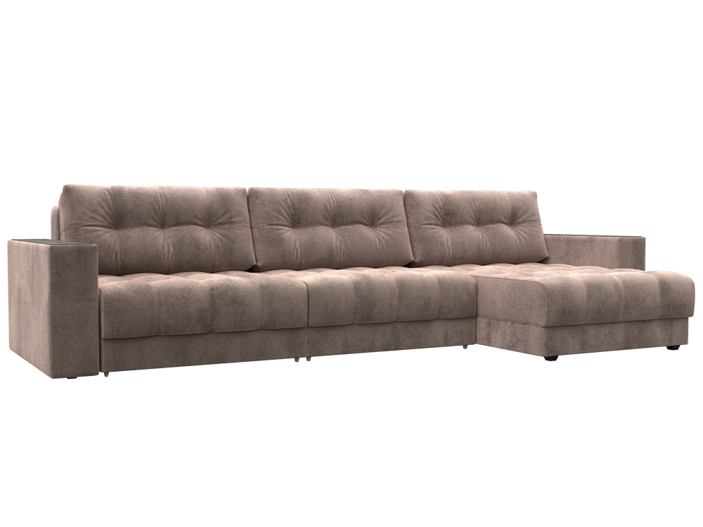 Диван прямой с декором Лига-049 НПБ Лонг, TOWER 05 ВЕЛЮР бежевый