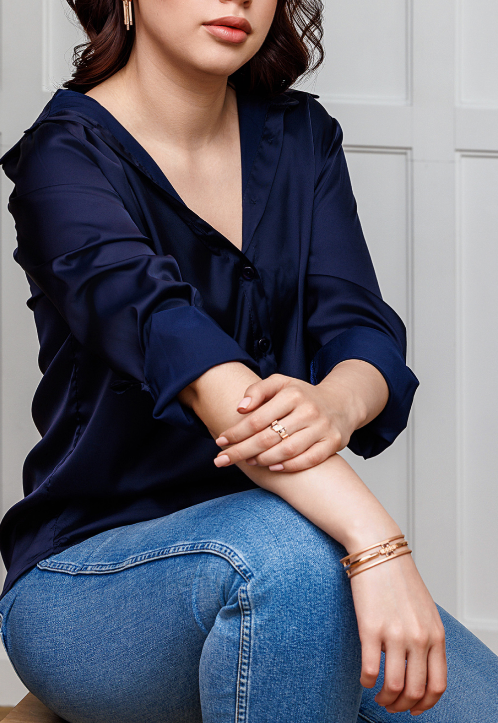 Браслет из серебра со вставками из розово-коричневых фианитов