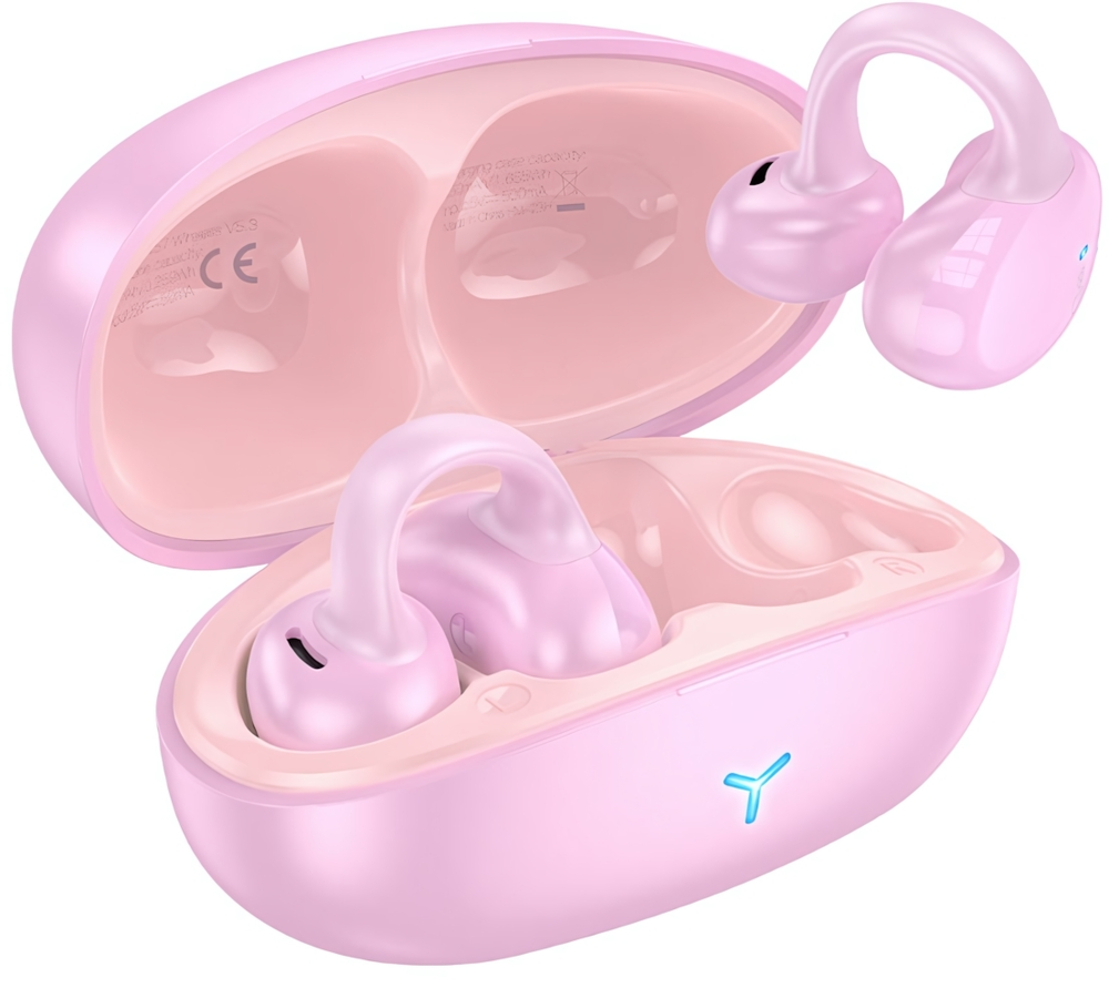 Bluetooth - гарнитура HOCO EW57, TWS вкладыши клипса, BT5.3, 70/450mAh Pink Fluff