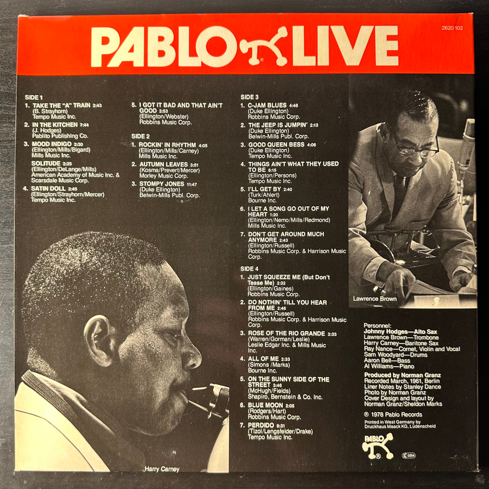 Johnny Hodges ‎– At The Sportpalast, Berlin 2LP (Германия 1978г.)