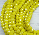 БН005ДС46 Хрустальные бусины "рондель", цвет: желтый AB непрозрачный, 4х6 мм, кол-во: 58-60 шт.