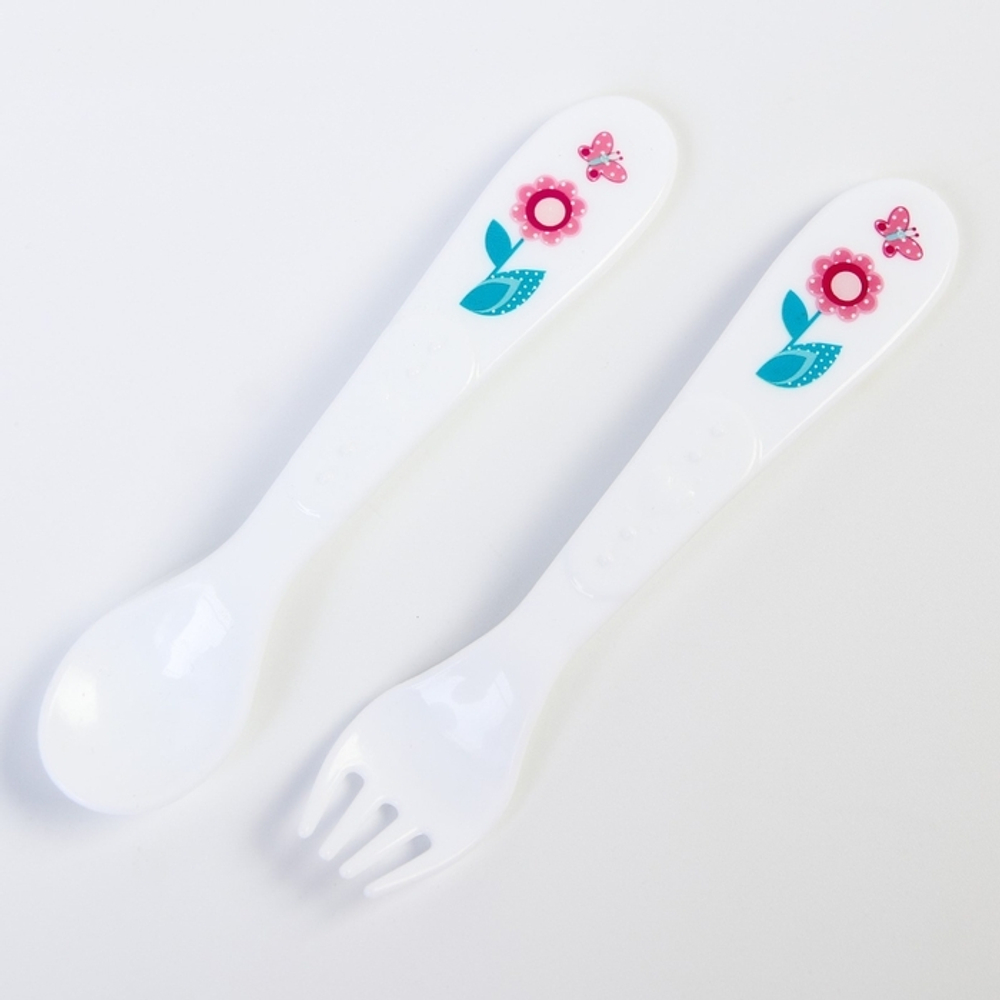 4839929 Набор для кормления: ложка и вилка «Для Малыша», от 5 мес., белый МИКС