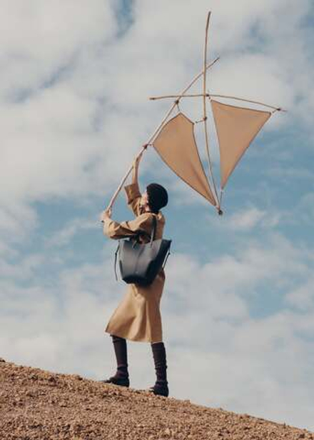 POLENE СУМКА CYME TOTE, ЧЕРНЫЙ/КРЕМОВЫЙ