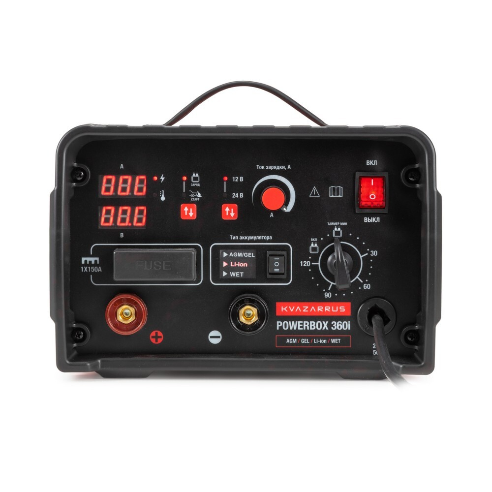 Инверторное пуско-зарядное устройство KVAZARRUS PowerBox 360i, таймер, цветная коробка