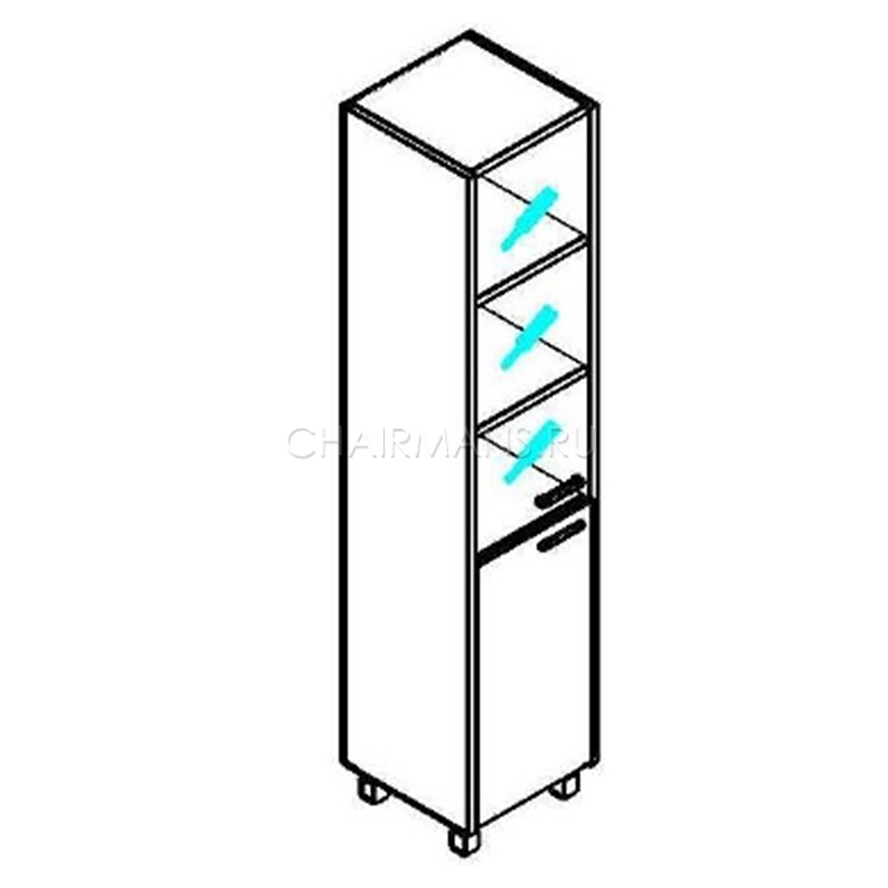 Шкаф колонна комбинированная Skyland OFFIX-NEW OHC 45.2 легно темный/металлик