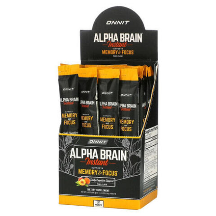 Ресвератрол Alpha Brain Instant, Memory & Focus, Peach, 30 Packets, 0.13 oz (3.6 g) Each