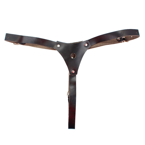 Черный кожаные трусики с плагом БДСМ Арсенал Vac-U-Lock 52019