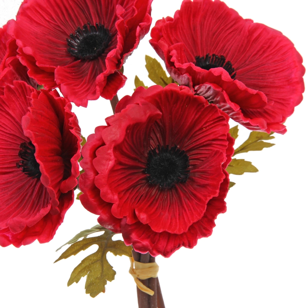 Цветы искусственные «Natur» 30см Маки 5шт бордовые