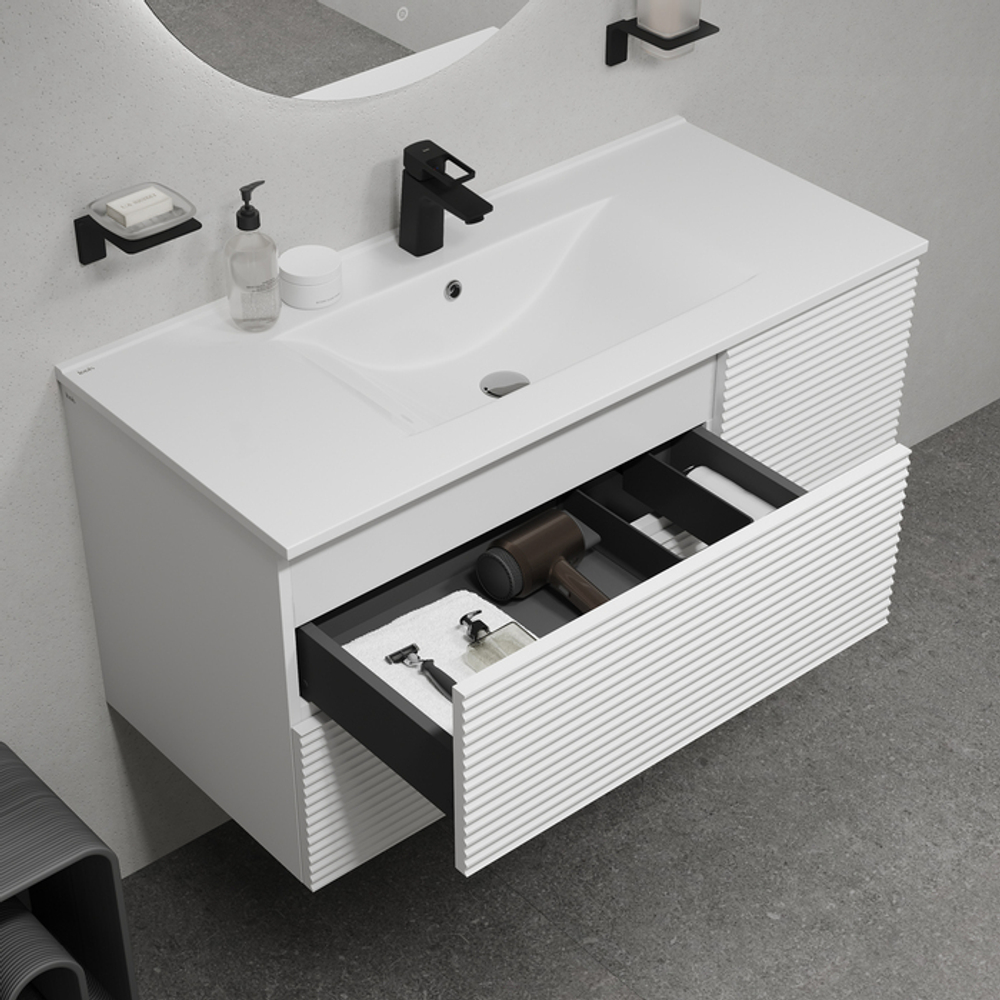 Тумба с умывальником IDDIS Bild, подвесная, 100 см, белый, BIL10W0i95K