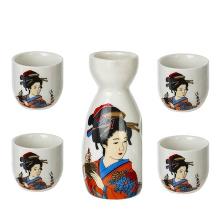 GAEM Набор для саке: графин 140 мл и 4 стакана 35 мл, L18,5 W7 H15 см