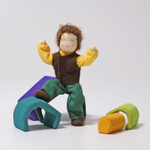 Вальдорфская кукла "Папа браун с темными волосами", 14 см