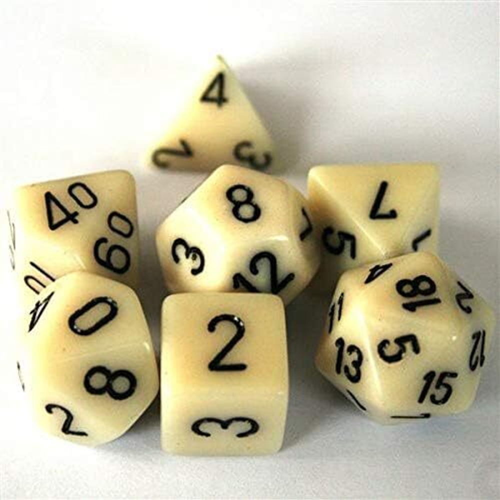 Chessex 7-dice set Ivory/Black