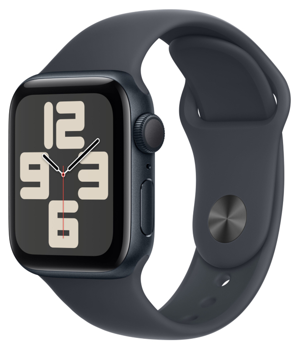 Apple Watch SE, 44 мм, алюминий цвета «Тёмная ночь», ремешок Sport Band цвета «Тёмная ночь» (2024)