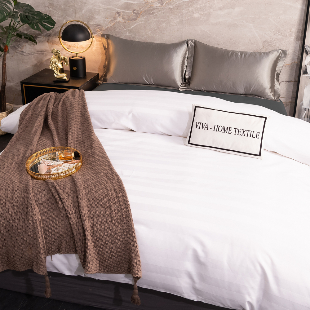 Пододеяльник Страйп Сатин Однотонный Отель белый 100% Хлопок 3x3 P3CTH037150210