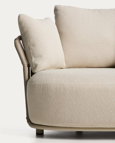 Двухместный модуль уличного дивана Osani из алюминия экрю и веревки цвета таупе 170 см