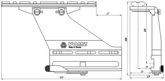 Кронштейн боковой ВОМЗ для СВД и Тигра (планка Вивера)